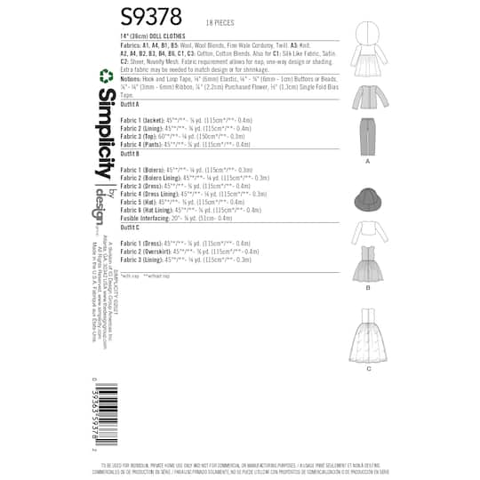 Simplicity® Pattern CS9378